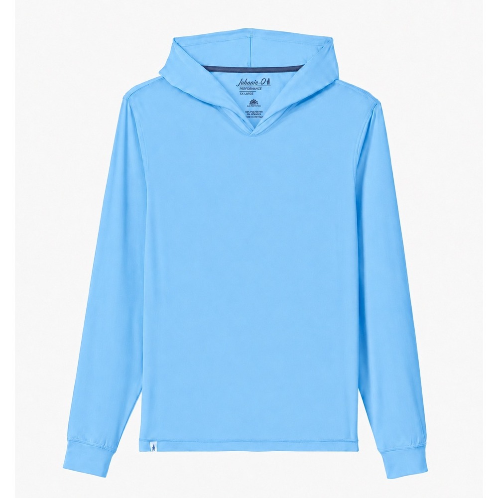 Johnnie-O Talon Hoodie Men XXL Mahalo Blue Solid Performance UPF 50 NWT